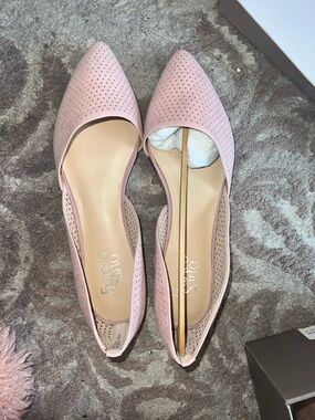 Franco Sarto Blush Pink Perforated D'Orsay Pointed Flats